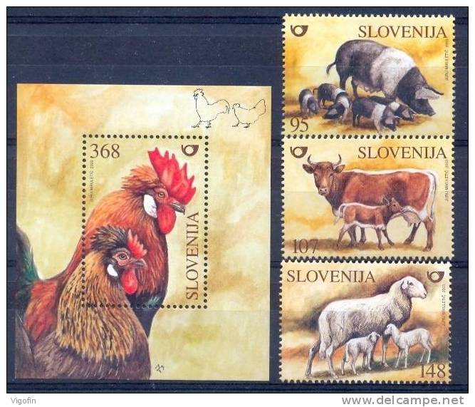 SI 2003-438-42 FAUNA, SLOVENIA, 3v + S/S, MNH - Gallinacées & Faisans