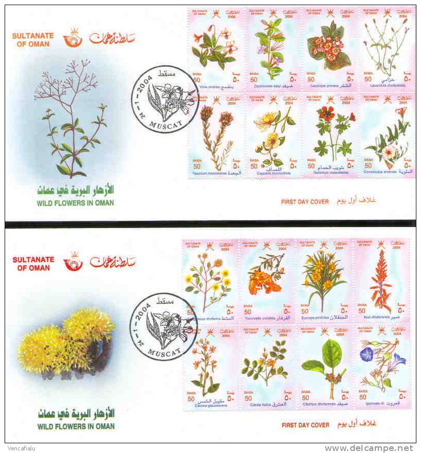 Oman 2004 - Flowers, Set Of 2 FDC´s - Oman