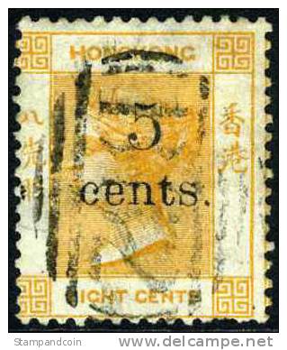Hong Kong #31 (SG #23) Used 5c On 8c Orange Victoria From 1880 - Usati