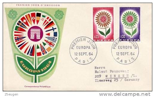 FRANCE  EUROPA CEPT 1964  FDC - 1964