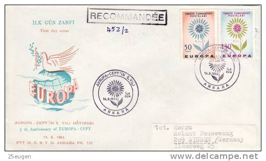 TURKEY  EUROPA CEPT 1964  FDC R-COVER - 1964