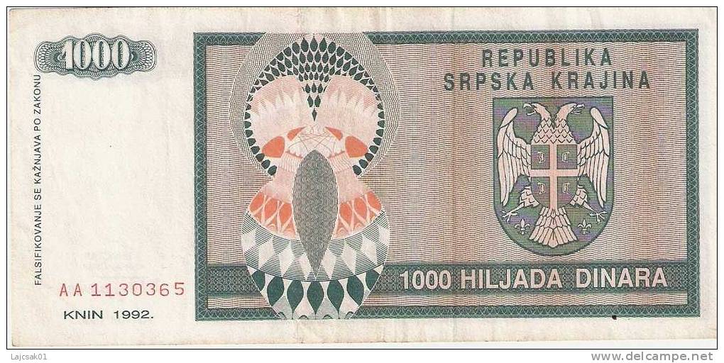 Croatia 1000 Dinara 1992. P-R5 - Croatia