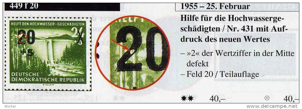 Abart Hochwasser Talsperre Sosa Defekte 2 In Wertziffer 20 DDR 449 Von Feld 20 ** 41€ Mit Vergleichsstück - Errors & Oddities