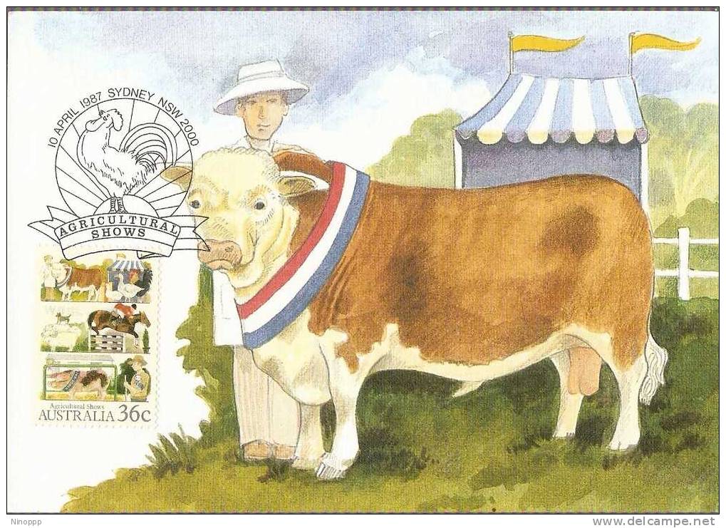 Australia-1987 Agricoltural Show ,36c Livestock   Maximum Card - Maximum Cards