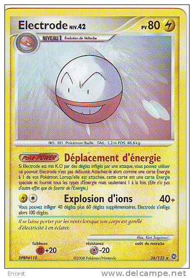 -- CARTE POKEMON ELECTRODE NIV 42 26/132 BON ETAT - Sonstige & Ohne Zuordnung