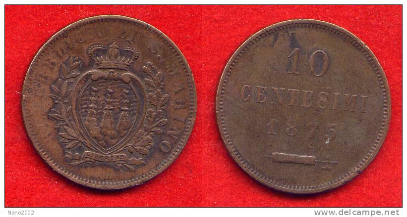 SAINT MARIN - SAN MARINO - 10 CENTESIMI  1875 - San Marino