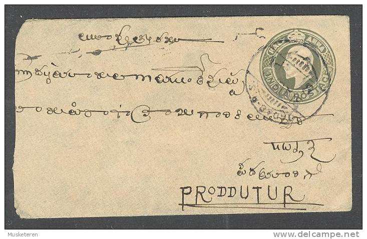 British India Postal Stationery Ganzsache King Edward VII ½ Half Anna Cover GADAB To PRODDUTUR 1910 - 1902-11 Roi Edouard VII