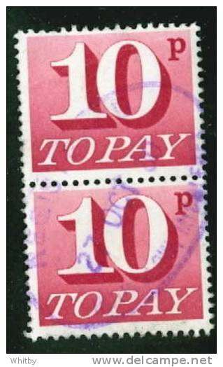Great Britain 1970 10p Postage Due Issue #J86 Vertical Pair - Strafportzegels