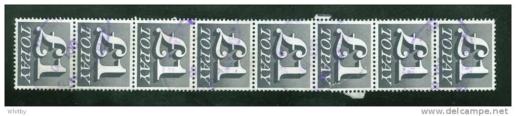 Great Britain 1970 1 Pound Postage Due Issue #J90 Strip Of 8 - Tasse