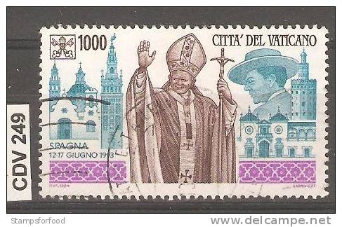 VATICANO 1994, Viaggi Giovanni Paolo II, L. 1000, Usato - Oblitérés