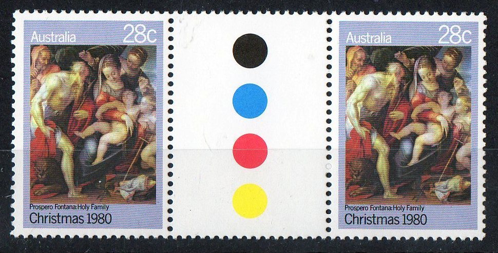 Australia 1980 28c Christmas - Holy Family MNH Gutter Pair - Nuovi