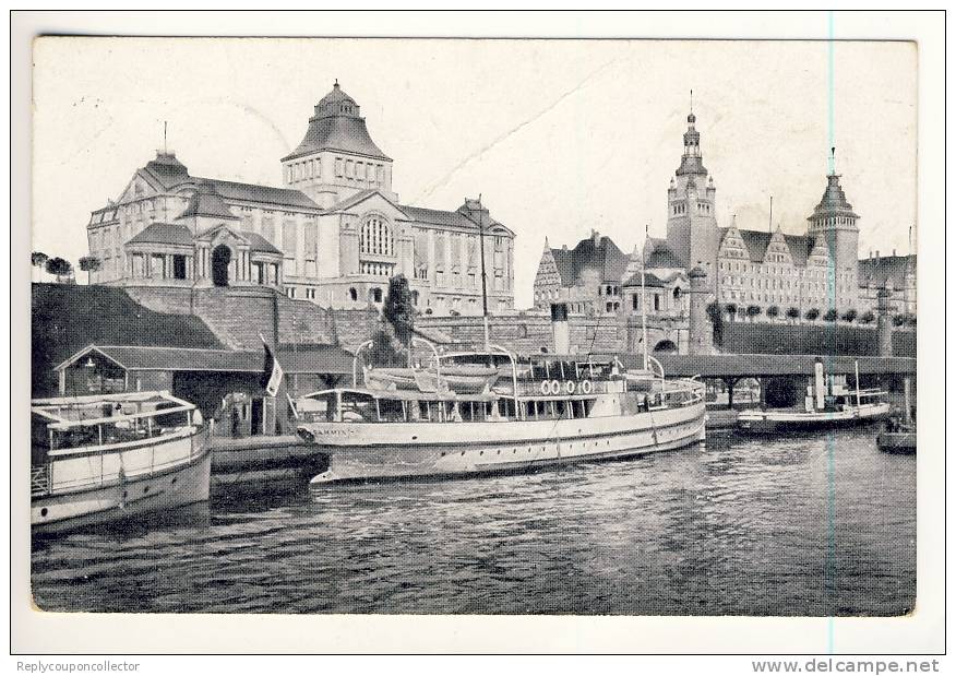 STETTIN  -  1917 - Museum Und Regierungsgebäude - Knick Oben Mitte - Pommern