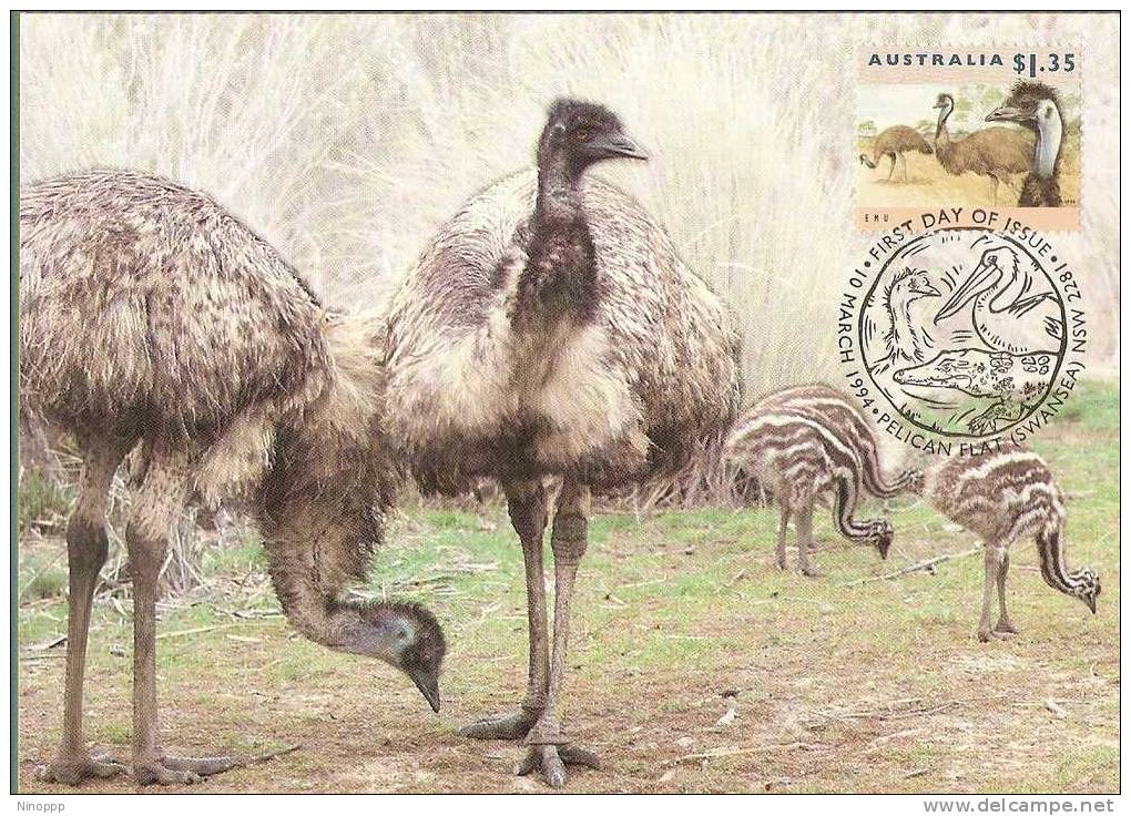 Australia-1994 Australian Wildlife $ 1.35 Emu   Maximum Card - Maximum Cards