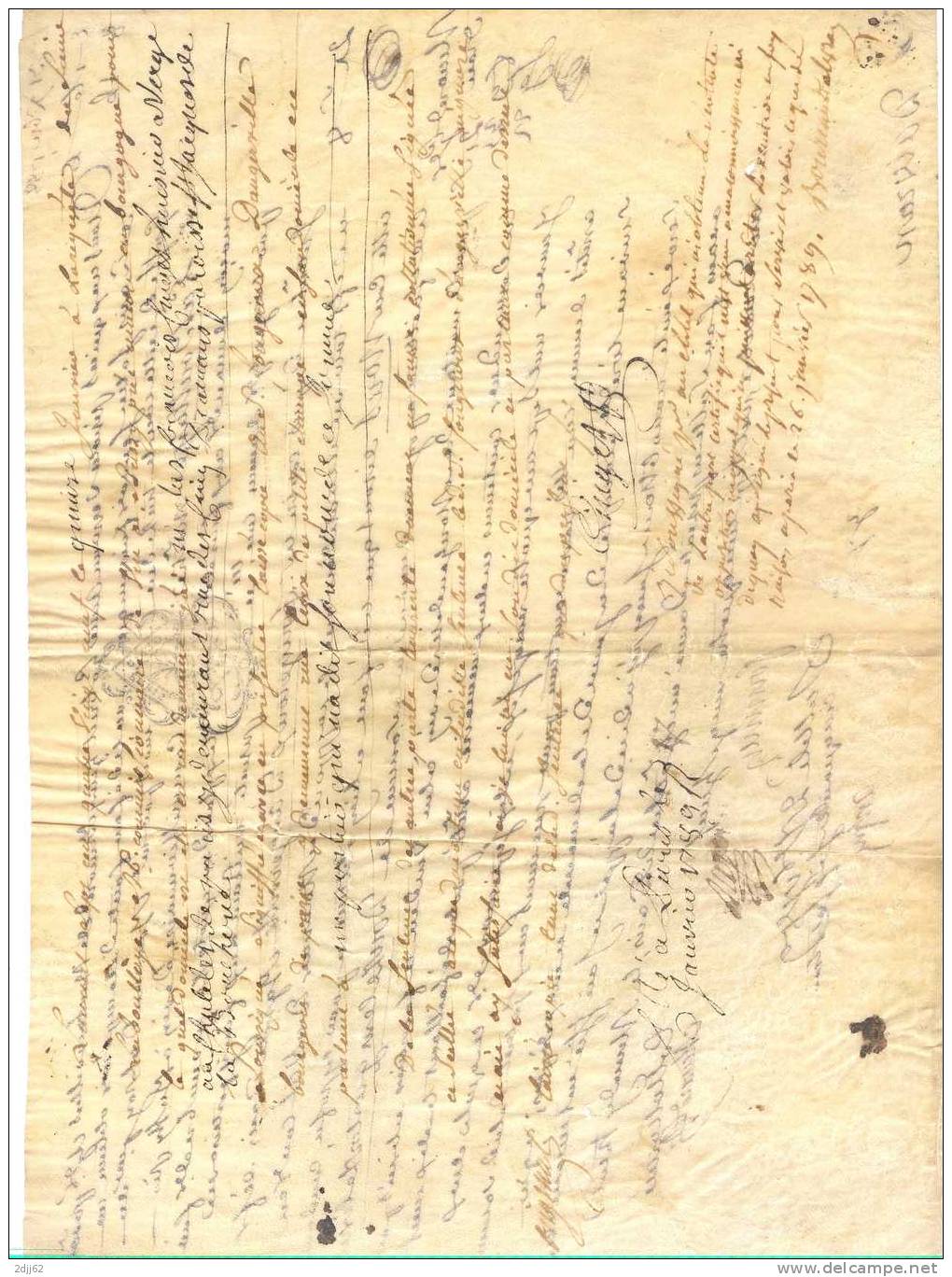 Parchemin De Paris, Timbre Du 1.10.1780 De 14 Sols (ref Devause 521) Sur Lettre Du 31.12.1788 - Sentence Du Chatelet . - Lettres & Documents