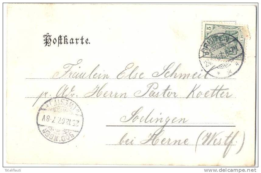 Gruss Aus Haan Obere Kaiserstrasse Belebt Straßenbahn 24.12.1907 Gelaufen - Haan