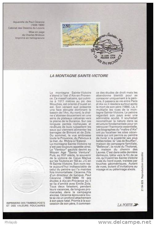 Notice 1° Jour 1994 N° YT 2891 " La Montagne Sainte-victoire " En PARFAIT état ! + Prix Dégressif. - Documents Of Postal Services