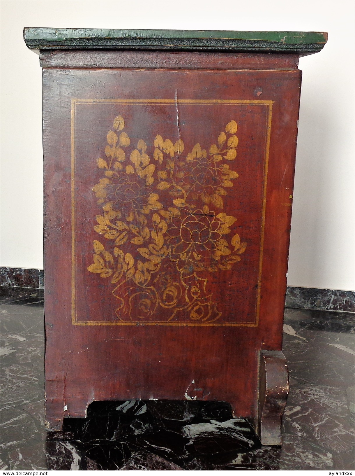 Tibetan antique painted wood cabinet