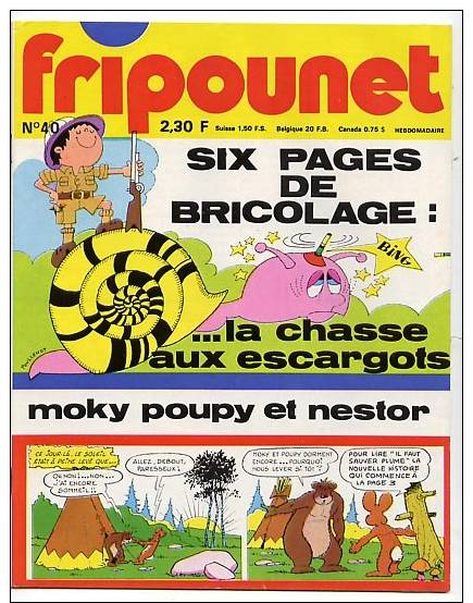 Fripounet 1977 N° 40 5 Octobre Publicité SMARTIES Reportage La Danse école De L’Opéra Bricolage Découpage Escargot BD La - Fripounet