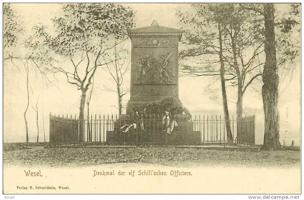 CP De WESEL " Denkmal Der Elf Schill'schen Officiere" Cachet AMBULANT CÖLN - HANNOVER BAHNPOST . - Wesel
