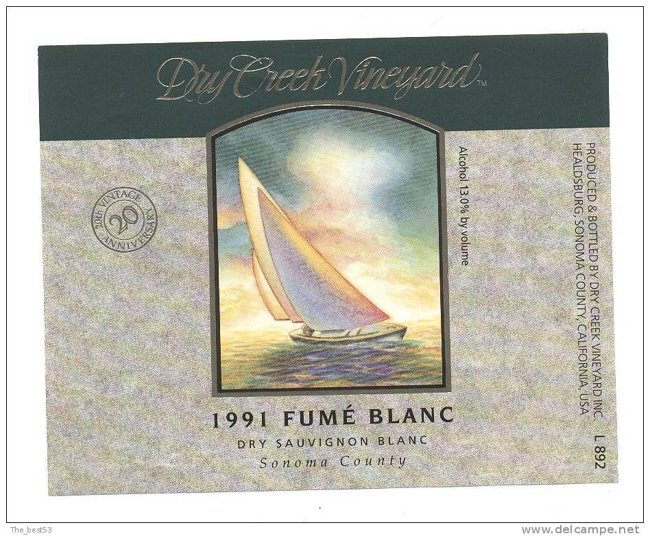 Etiquettes De Vin Fumé Blanc (Sauvignon Blanc)   -   Californie USA - Thème Bateau - Sailboats & Sailing Vessels