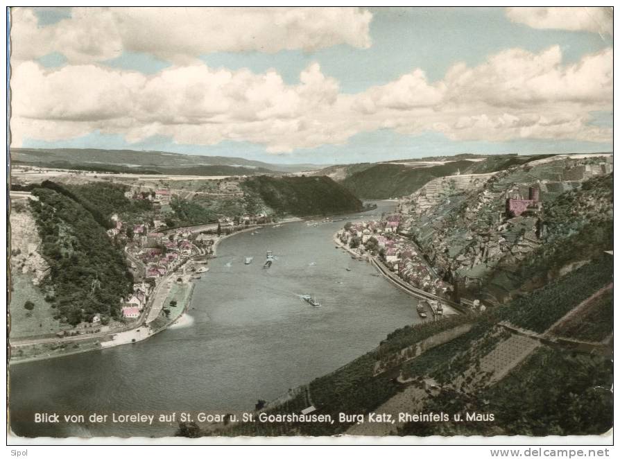 Blick Von Der Moreley Auf St Goarshausen, BurgKatz,Rheinfels U.Maus - Loreley