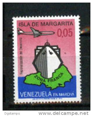 Venezuela YT885 ** Isla De Margarita. Regionalización Del Desarrollo:  Zona Franca. Barco, Avión En Vuelo - Iles