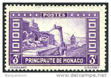 Monaco #126 Mint Hinged 3fr ´Old Watchtower´ From 1932 - Neufs