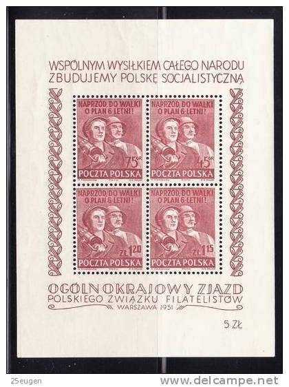 POLAND 1951 MICHEL NO  Bl.12  MNH - Unused Stamps