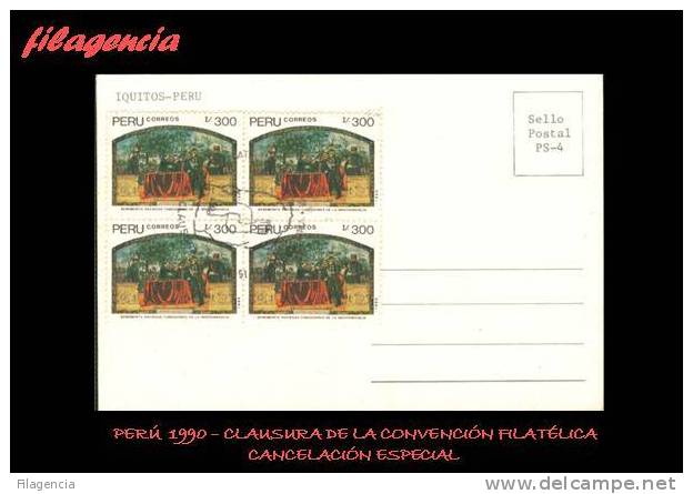 AMERICA. PERÚ. ENTEROS POSTALES. MATASELLO ESPECIAL 1990. CLAUSURA CONVENCIÓN NACIONAL DE FILATELIA - Pérou