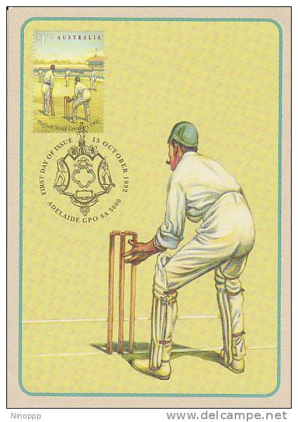 Australia-1992 Centenary Of Sheffield Shield Cricket ,45c Bowler     Maximum Card - Maximum Cards