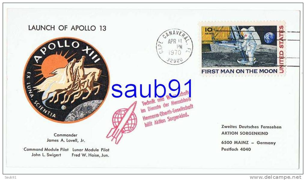 Launch Of Apollo 13 - 11 Avril 1970 -Timbre First Man On The Moon - Réf:F7 - Sonstige (Luft)