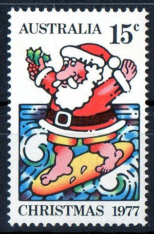 Australia 1977 15c Christmas Santa Surfing MNH - Mint Stamps