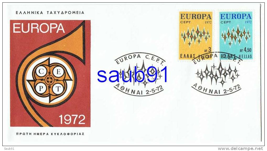 Europa C.E.P.T. -1er Jour -Grèce -  2 -5- 1972 -   Réf:F 45 - 1970