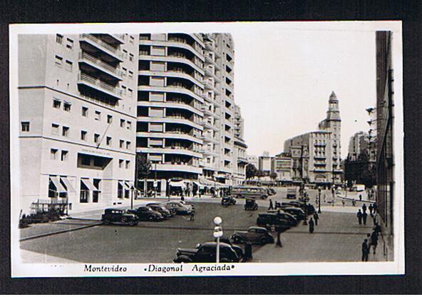 RB 594 - Real Photo Postcard - Diagonal Agraciada -  Montevideo - Uruguay - Uruguay