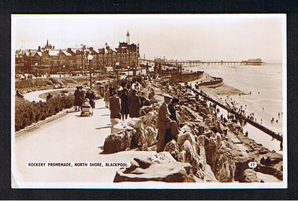 RB 596 - 1957 Real Photo Postcard Rockery Promenade North Shore Blackpool  Lancashire - Civil Defence Slogan - Blackpool