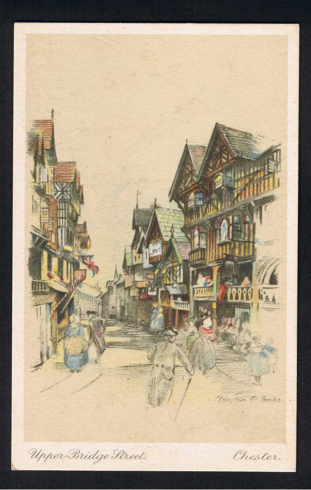 RB 596 - Marjorie C. Bates Postcard - Upper Bridge Street Chester Cheshire - Chester