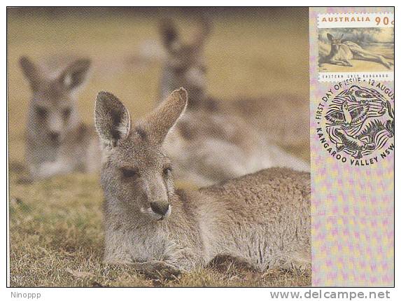 Australia-1993 Wildlife,90c Eastern Grey Kangaroo  Maximum Card - Maximum Cards