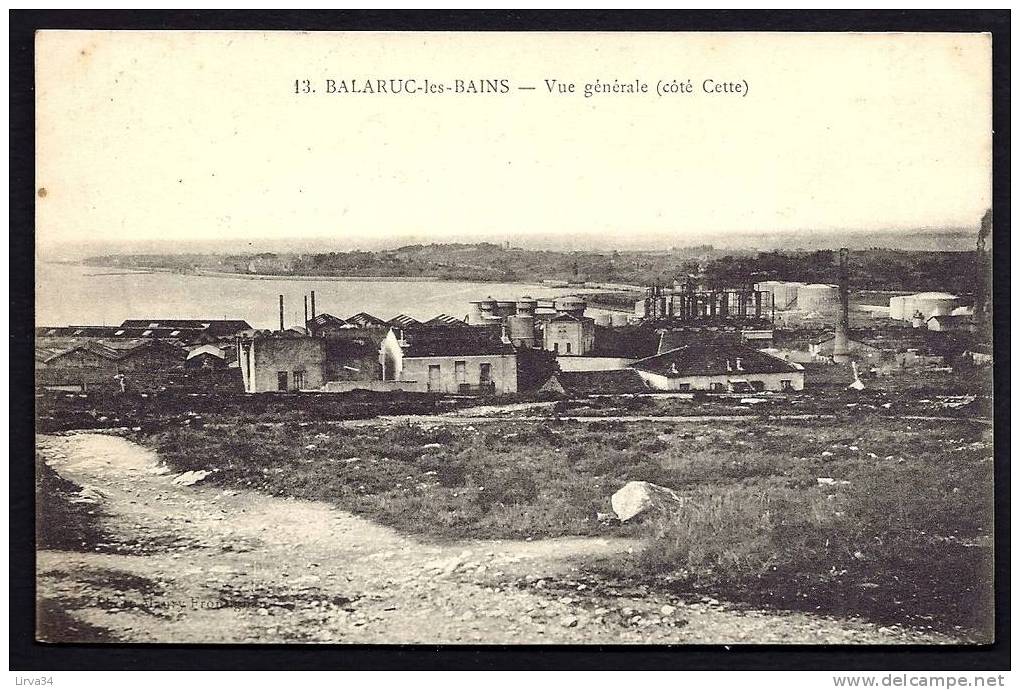 CPA  ANCIENNE- FRANCE- BALARUC-LES-BAINS (34)-  VUE GENERALE CÔTÉ CETTE-  USINES- CITERNES DE PETROLE- - Autres & Non Classés