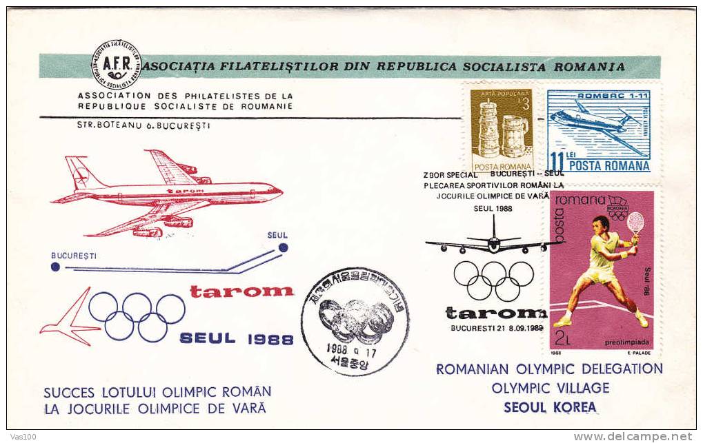 Romania Olympic Delegation Olympic Village Seoul Korea,1988, Very Rare Cover! Romania Sent To Korea. - Zomer 1988: Seoel