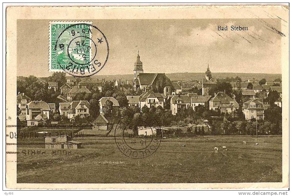 CPA BAD STEBEN Bavière - Le Village - Cachet SELBITZ 1925 Sur N° 365 YT Millénaire Rhénan - Bon état - R.E.C.P. 14907 - Bad Steben