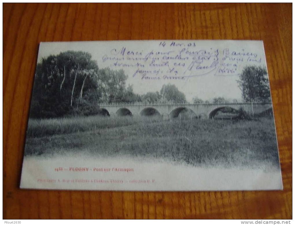 Précurseur . 1903 . Flogny . Le Pont Sur L´Armaçon . Cachets Flogny & Narbonne 1903 - Flogny La Chapelle