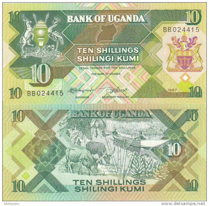 Uganda 10 Shillings P-28 Unc (1987) - Uganda