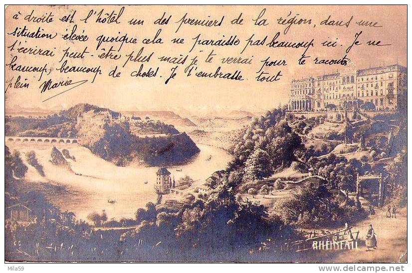 Rheinfall.de Marie à Sa Mère Mme Schneider à Paris 12°. Verlag Louis Bieuler's Erben Schloss Laufen . 1908. - Laufen-Uhwiesen 