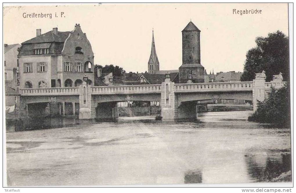 Greifenberg Pommern Rega Brücke Gryfice 19.2.1915 Gelaufen TOP-Erhaltung - Pommern