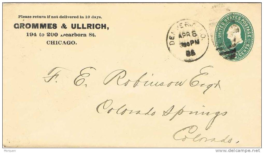 1191. Entero Postal  2 Ctvos. DENVER (Colorado) 1886. Fancy Cancel - ...-1900