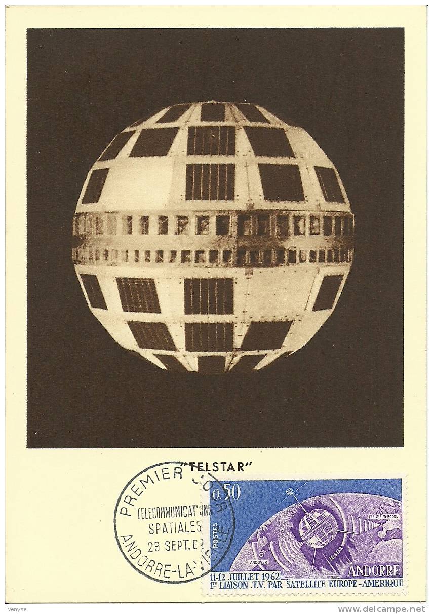 Carte Maximum SATELLITE TELSTAR  1962 - Cartas Máxima