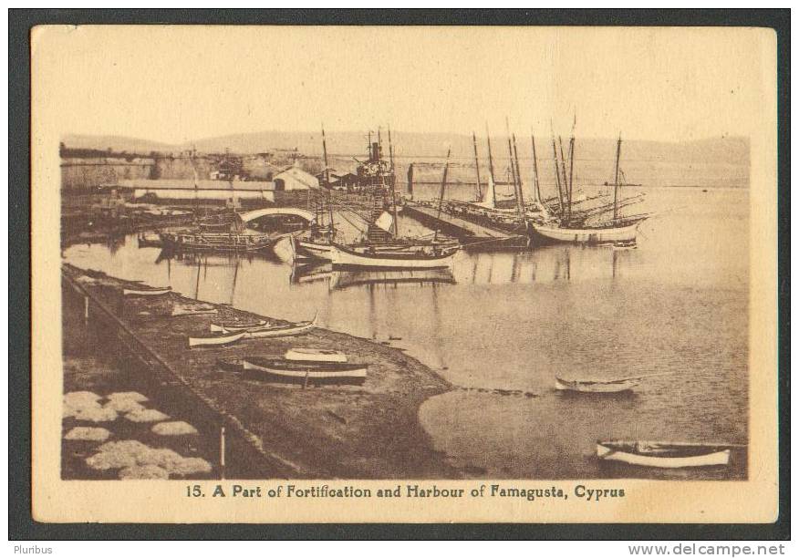 CYPRUS , A PART OF FORTIFICATION AND HARBOUR OF FAMAGUSTA, OLD POSTCARD - Cyprus