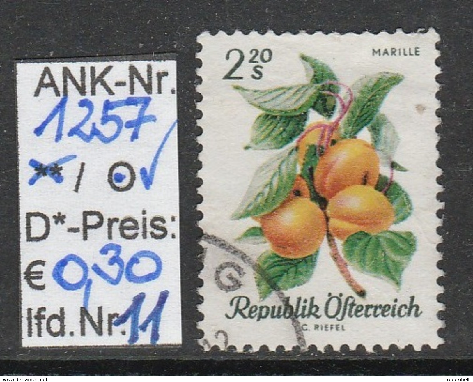 25.11.1966 -  aus Freimarken-Ausgabe  "Obstserie" - o  gestempelt  - siehe Scan (1257o 01-13)