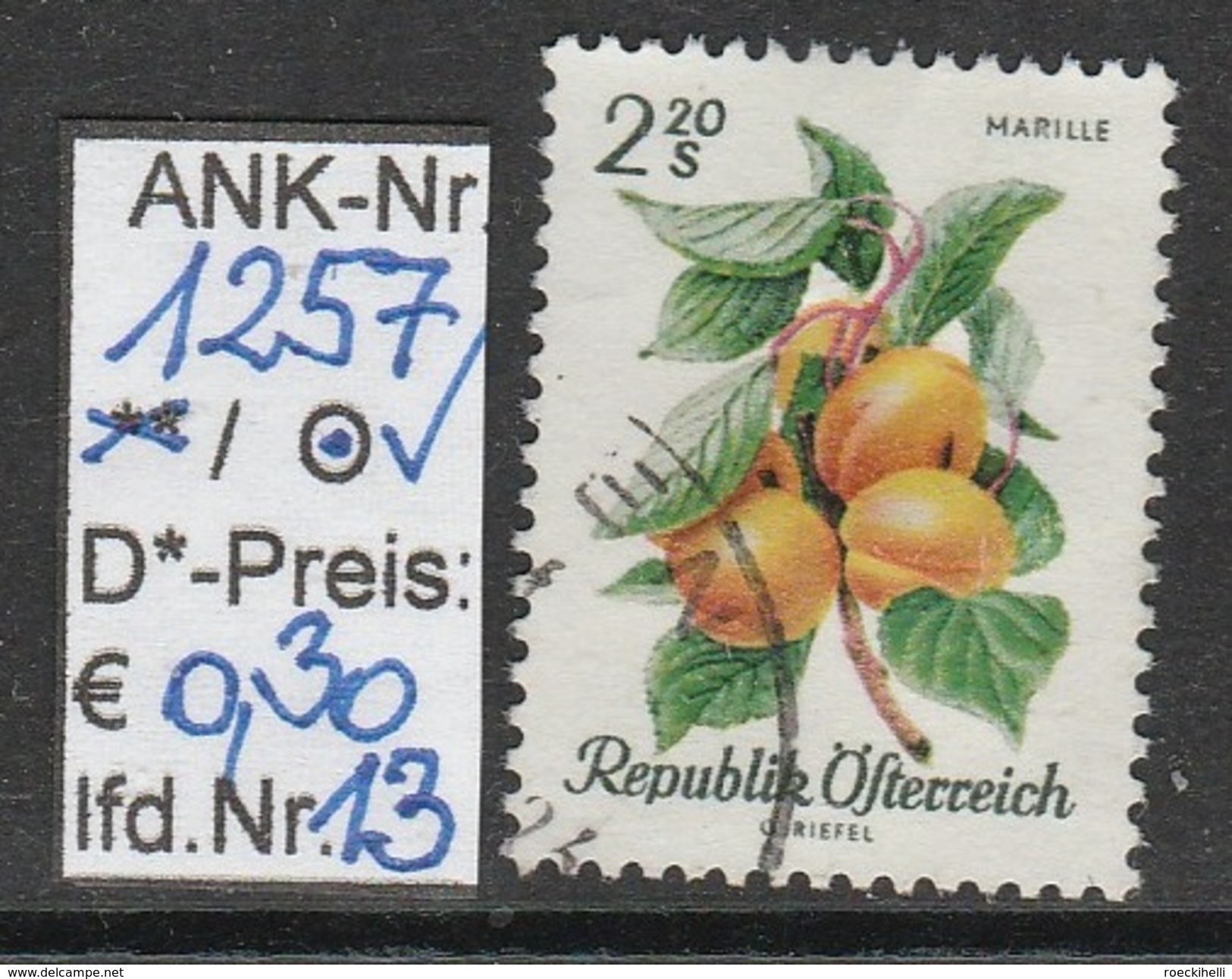 25.11.1966 -  aus Freimarken-Ausgabe  "Obstserie" - o  gestempelt  - siehe Scan (1257o 01-13)