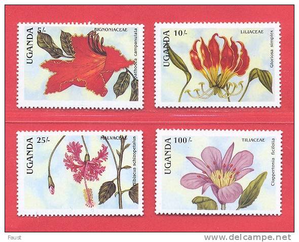 1988 ** (sans Charn., MNH, Postfrish)  Yv. 506/9  Mi. 592/5  Bloemen, Fleurs, Flowers - Ouganda (1962-...)